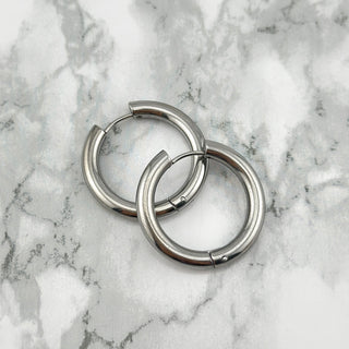 Zilver groot Chunk hoops