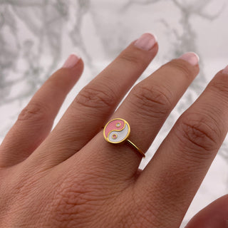 Yin Yang Roze verstelbare ring