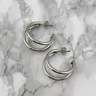 Driedubbel zilver hoops