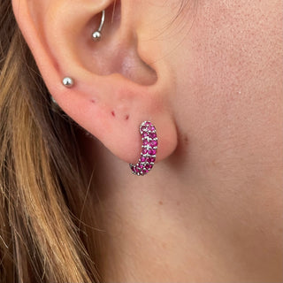 Tiny Roze Hoops zilver