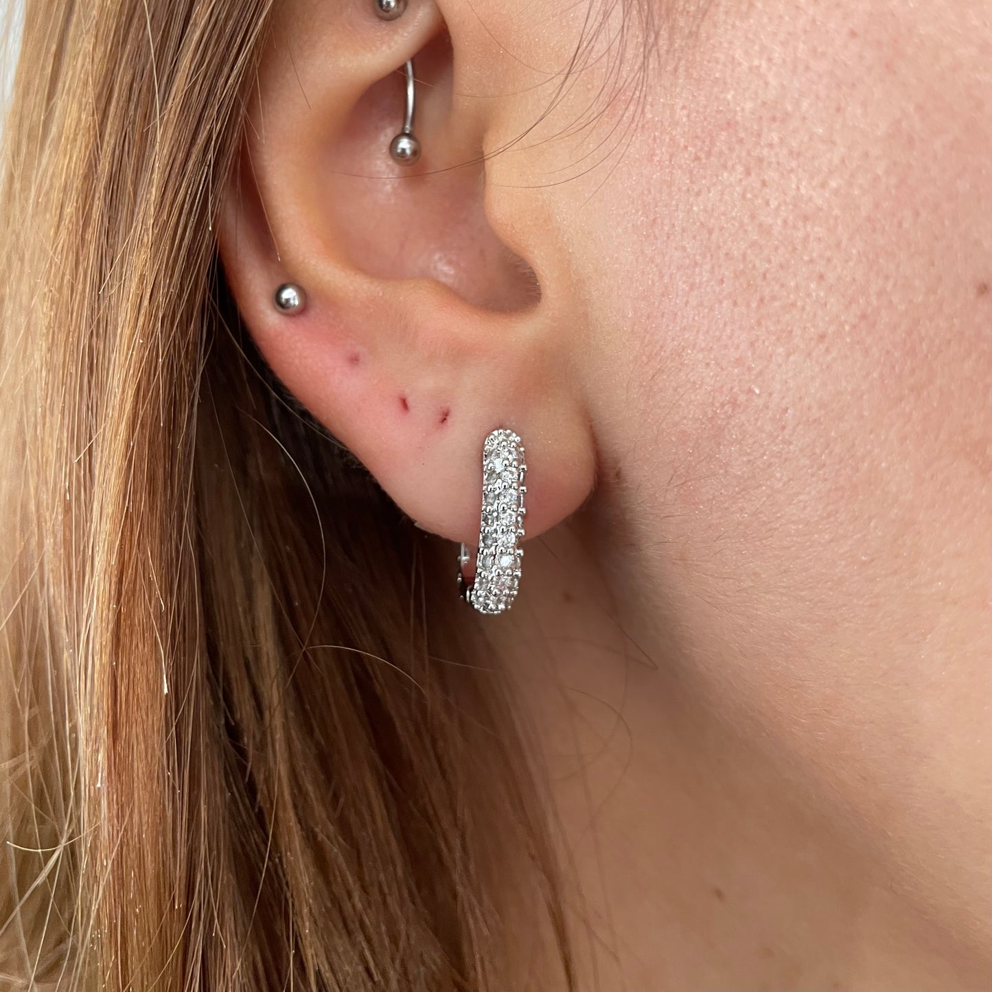 Zircon Sparkle Hoops Silver