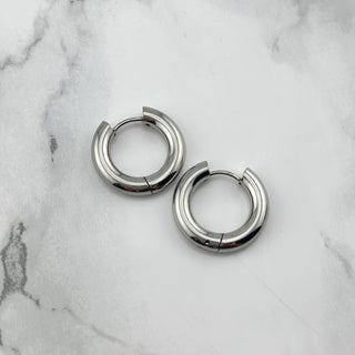 Zilver klein chunk hoops