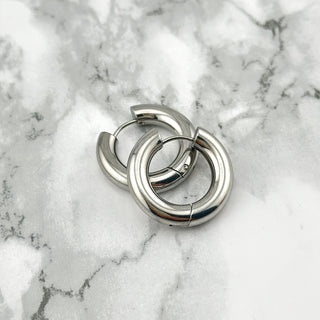 Silver medium chunk hoops