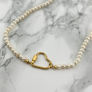 Gouden hart parelketting