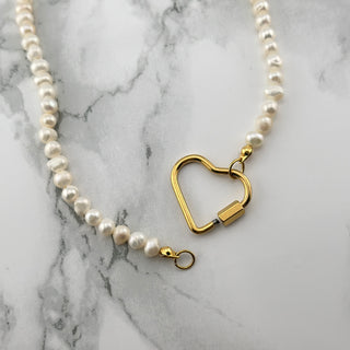 Gouden hart parelketting