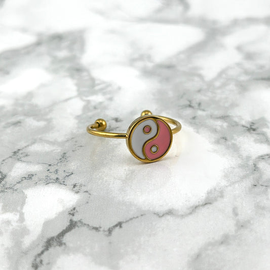 Yin Yang Roze verstelbare ring