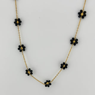 Zwarte Flower ketting